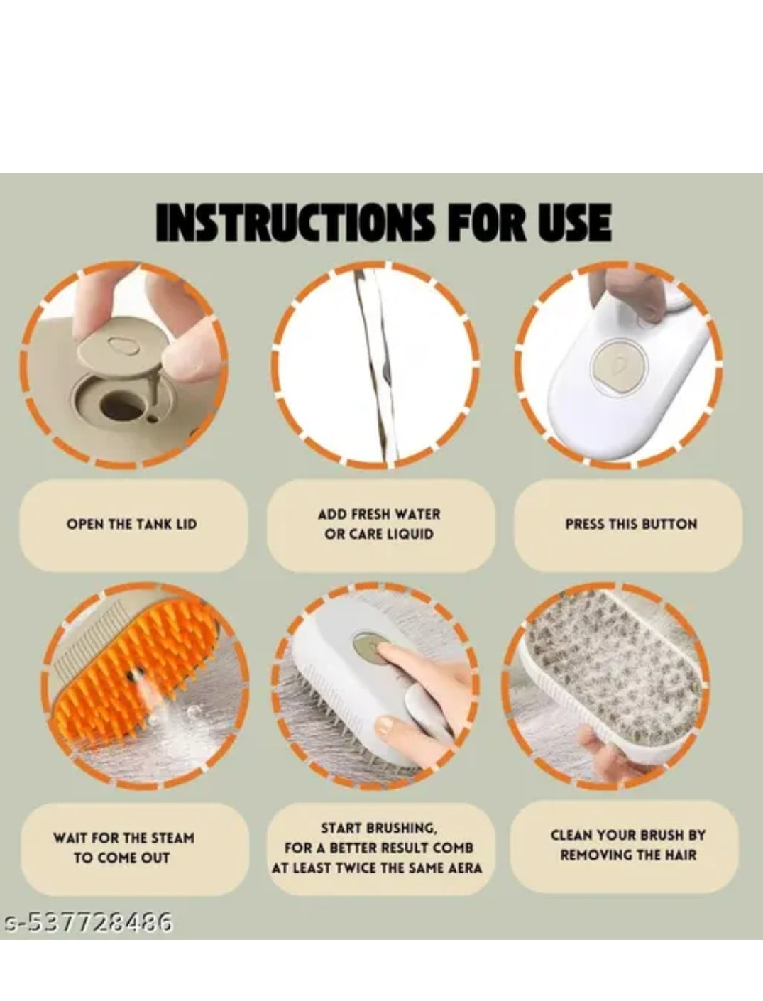 Steam Pet Grooming Brush Self-Cleaning Dog & Cat Hair Remover with Water Tank